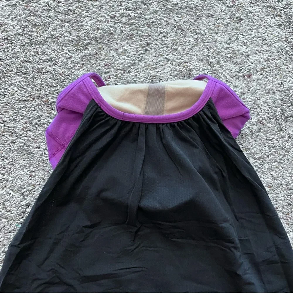 Lululemon No Limits Built In Bra Tank Top Black Purple Size 4